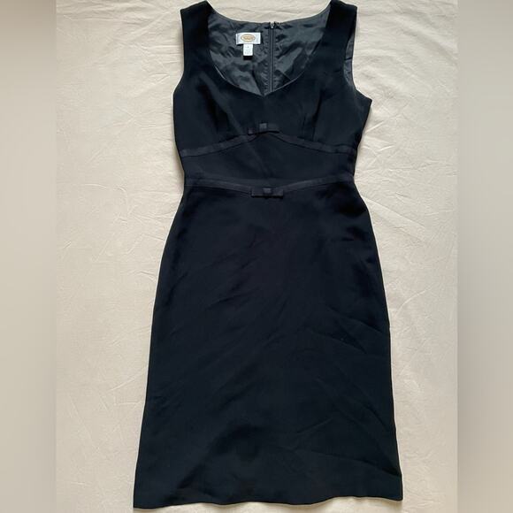 Talbots Black Sleeveless Sheath Dress with Bow Details Size 6 - Picture 1 of 6